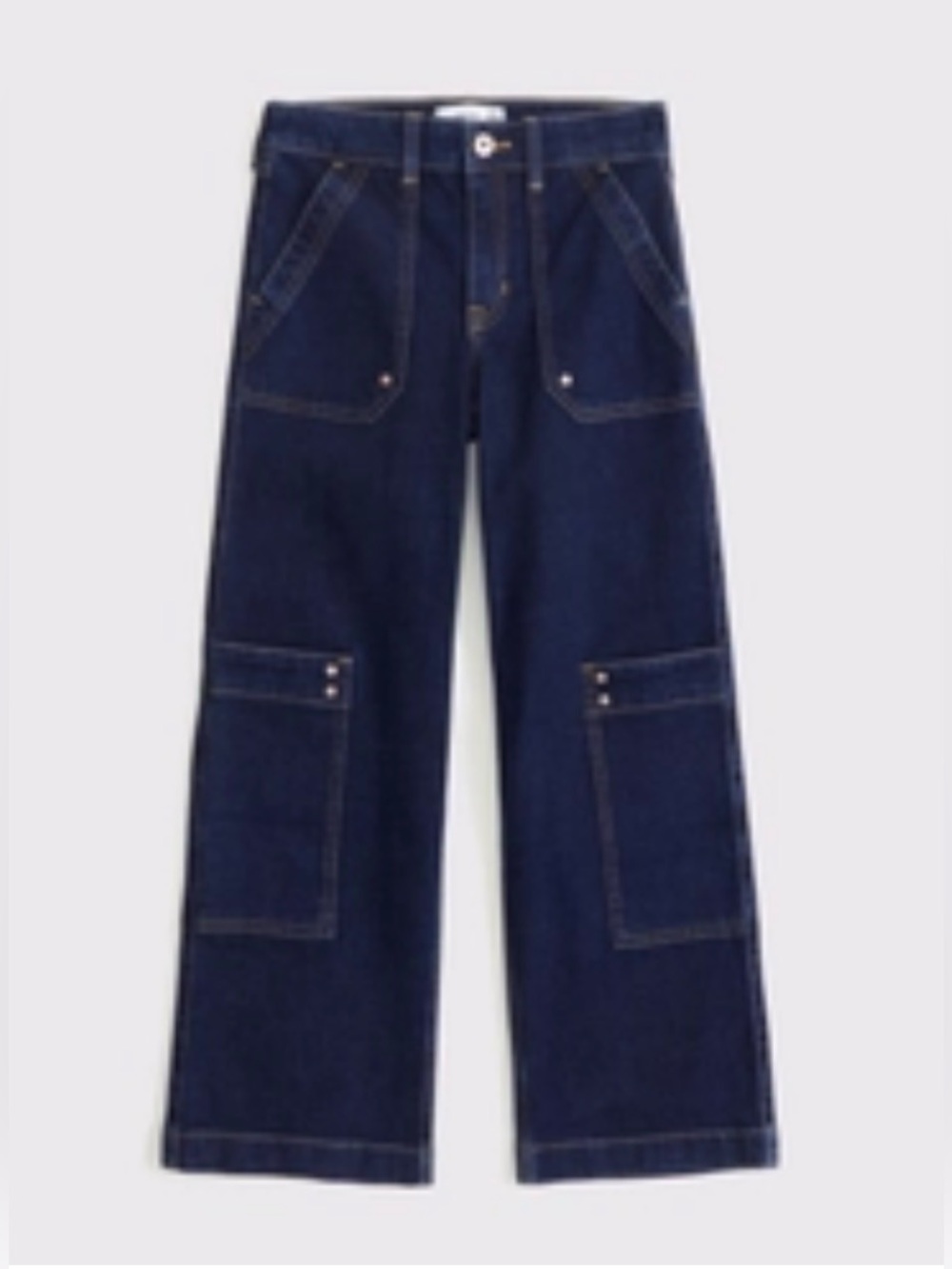 NWT ABERCROMBIE GIRLS HIGH RISE WIDE LEG JEANS DARK BLUE WASH SZ 15/16 LONG